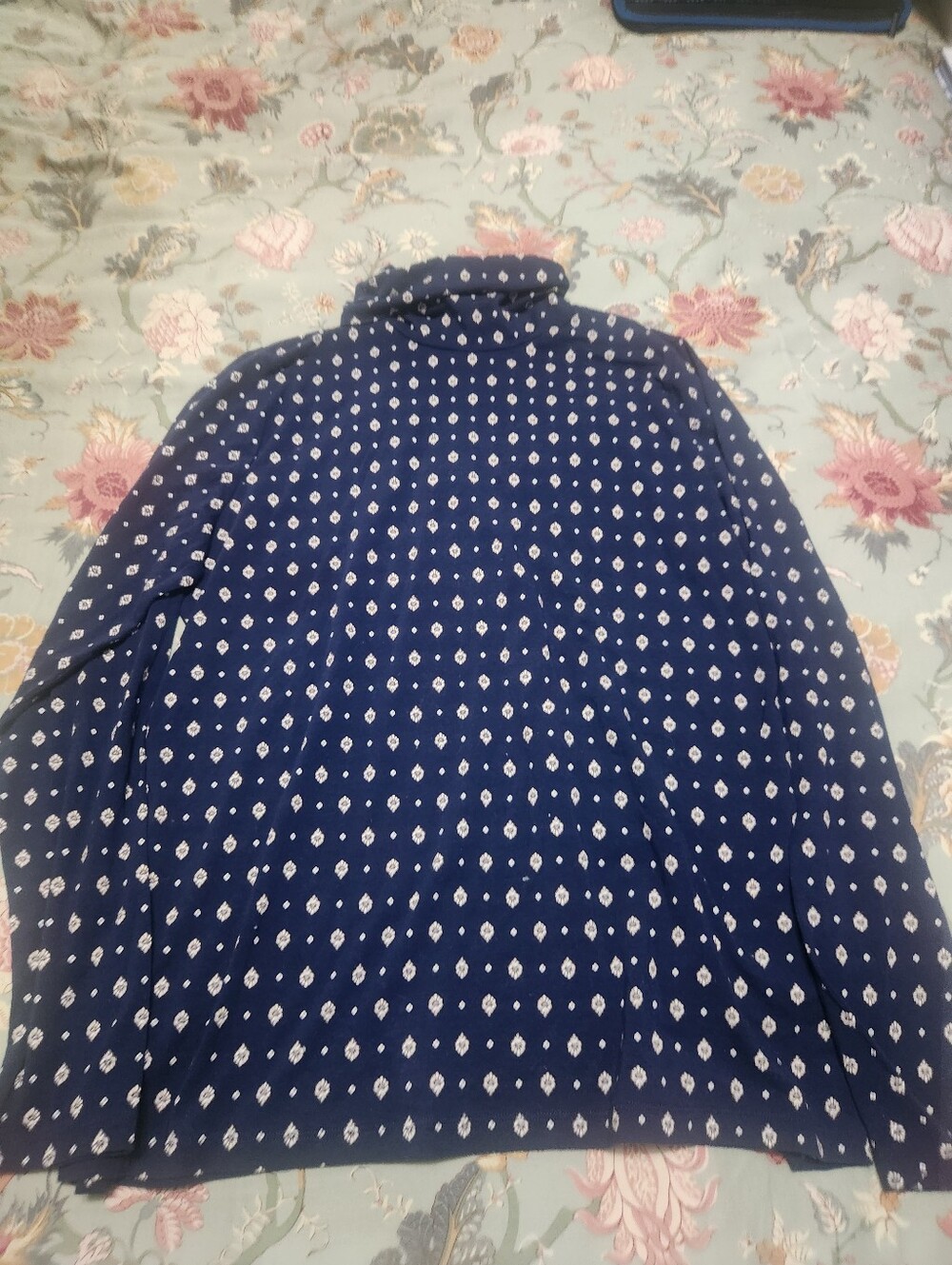 Lands' End Shaped Fit Turtleneck Navy/Multi Color Size Extra Large